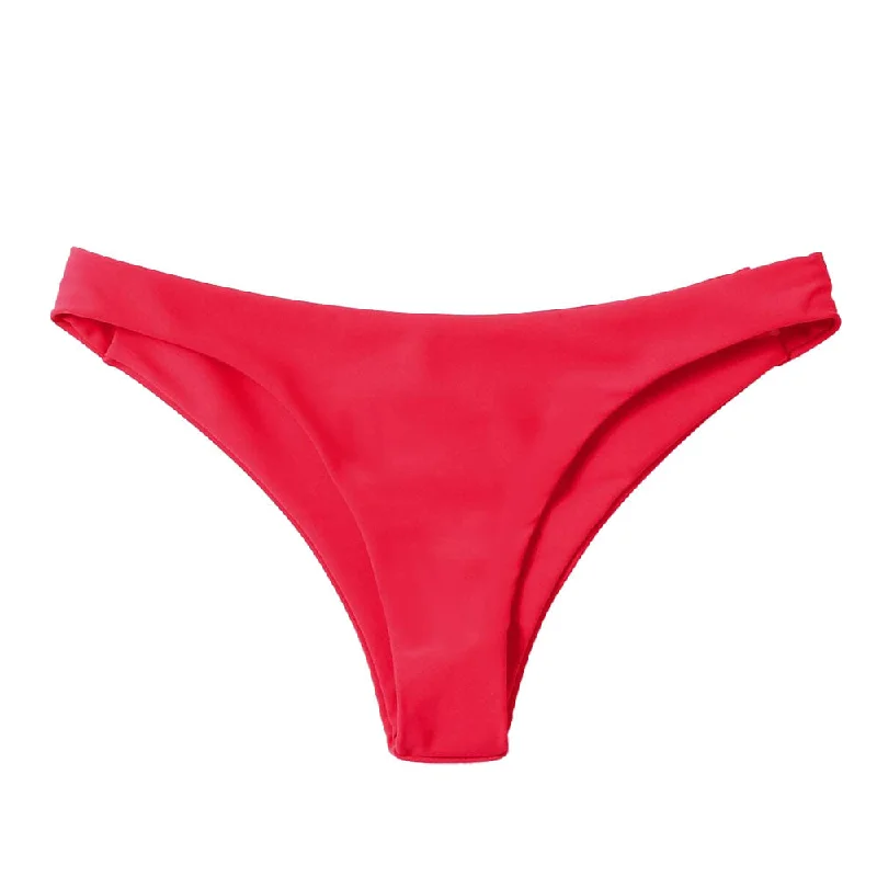 Women's Solid V-Style Bikini Bottom,Neon Coral