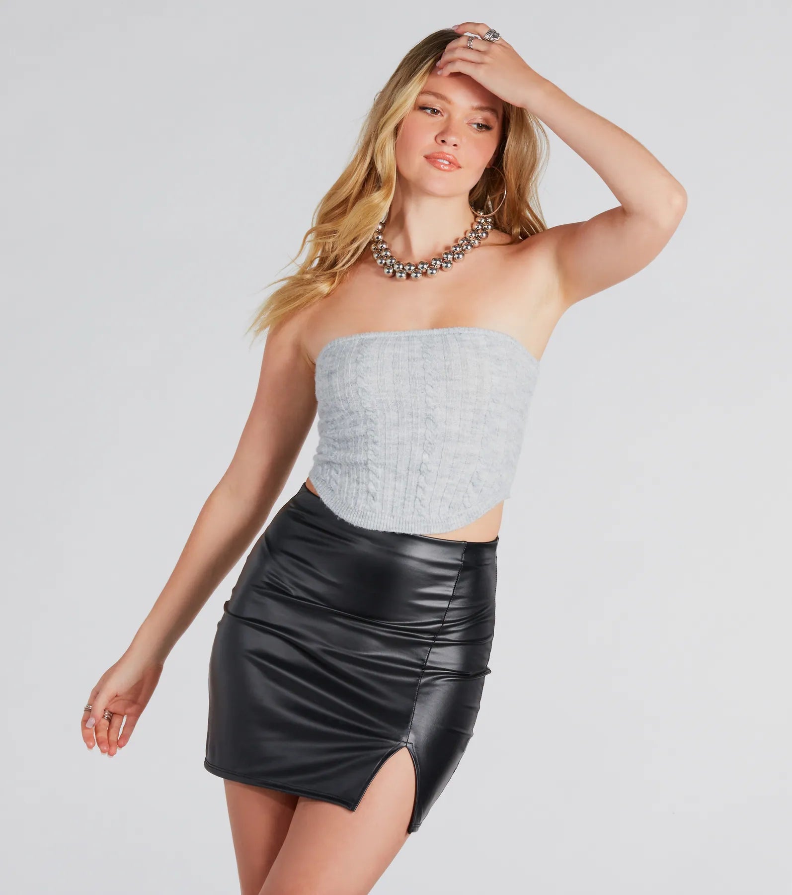 Chic For The Season Cable Knit Tube Top