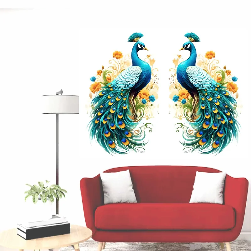 Wall Attraction™ Set of Two Peacock Wall Stickers & Murals Size - 66x55cm MD197_S