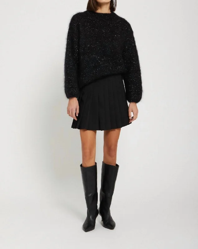 Mohair Blend Fluffy Jumper In Nero