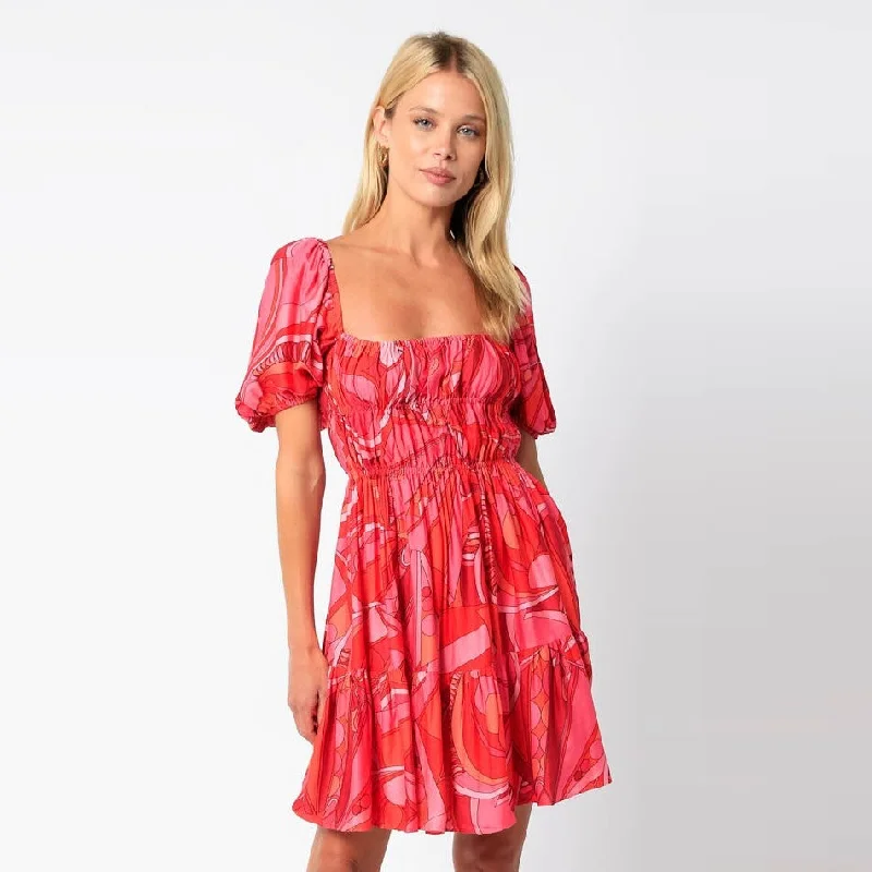 Leonara Mini Dress (Salmon Orange Red)