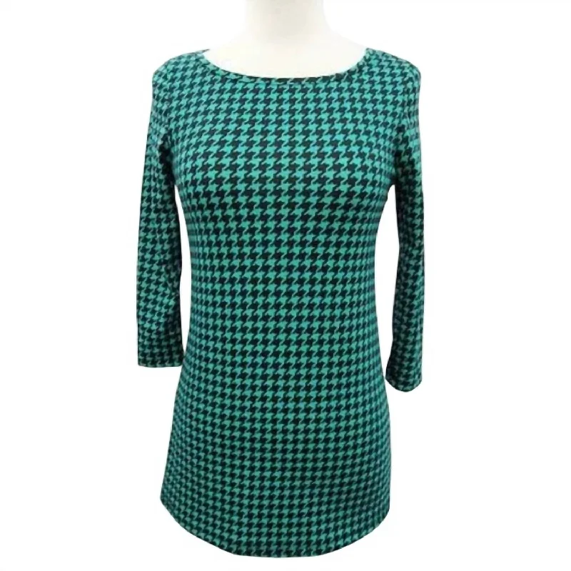 Women's Houndstooth Tunic In Green