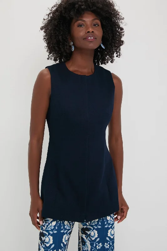 Navy Rhoda Tunic Top