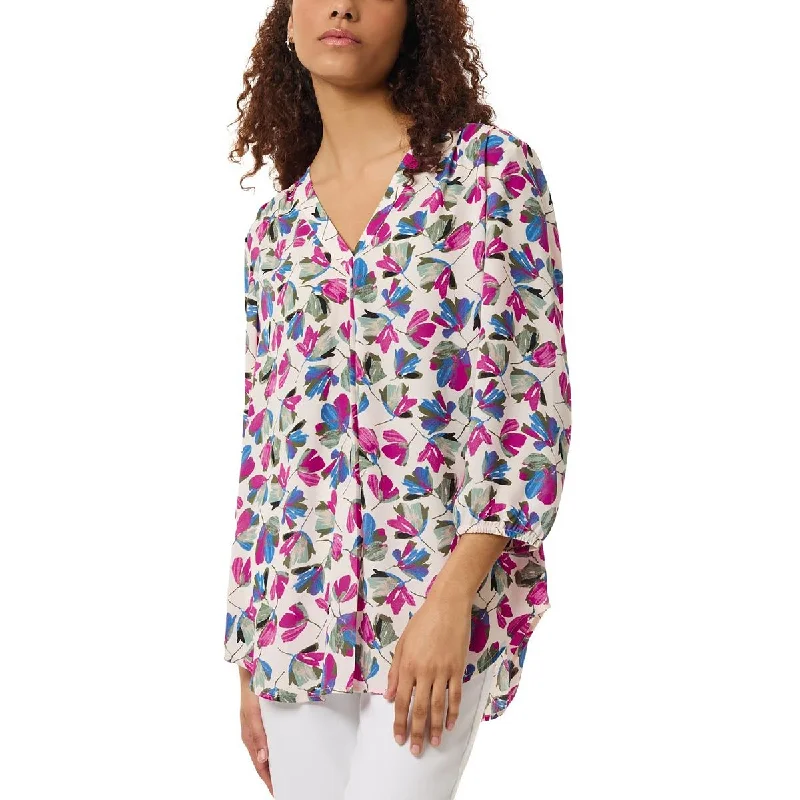 Womens Floral Print Polyester Tunic Top