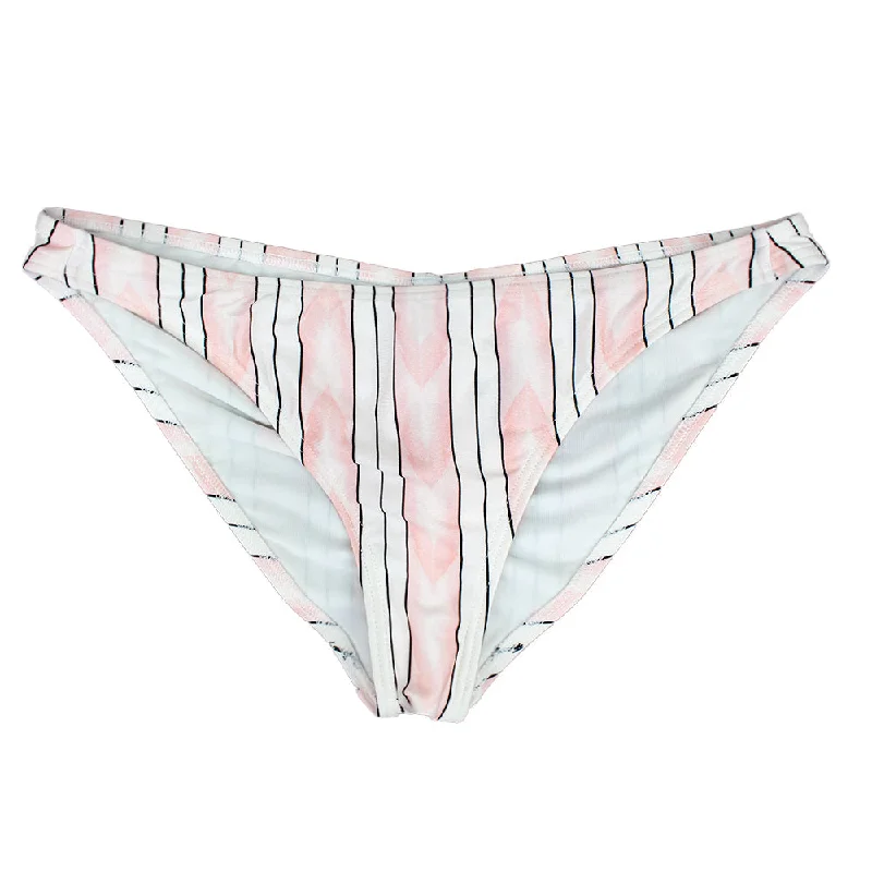 Women's Striped Pull-ON Bikini Bottom,Pink