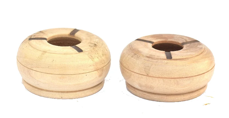 Real Craft Wooden Handmade Round Ashtray | for Ash Holder Box Cases | Suitable for Home, Office, Bar, Restaurant and Guest House,Set Of 2 Brown