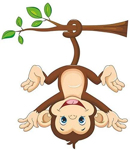 SP Decals Monkey Hanging Below The Branch with Tail' Wall Sticker (PVC Vinyl, 50 cm x 70 cm, Multicolour)