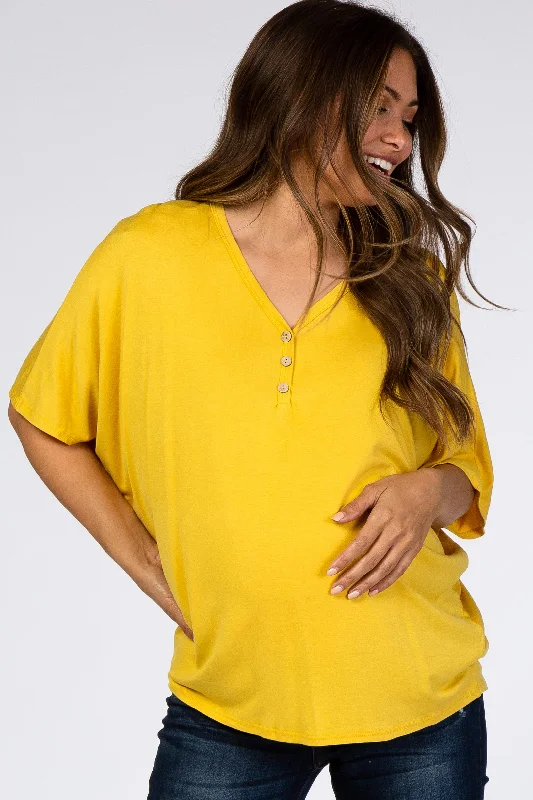 Mustard Button Front Maternity Tunic