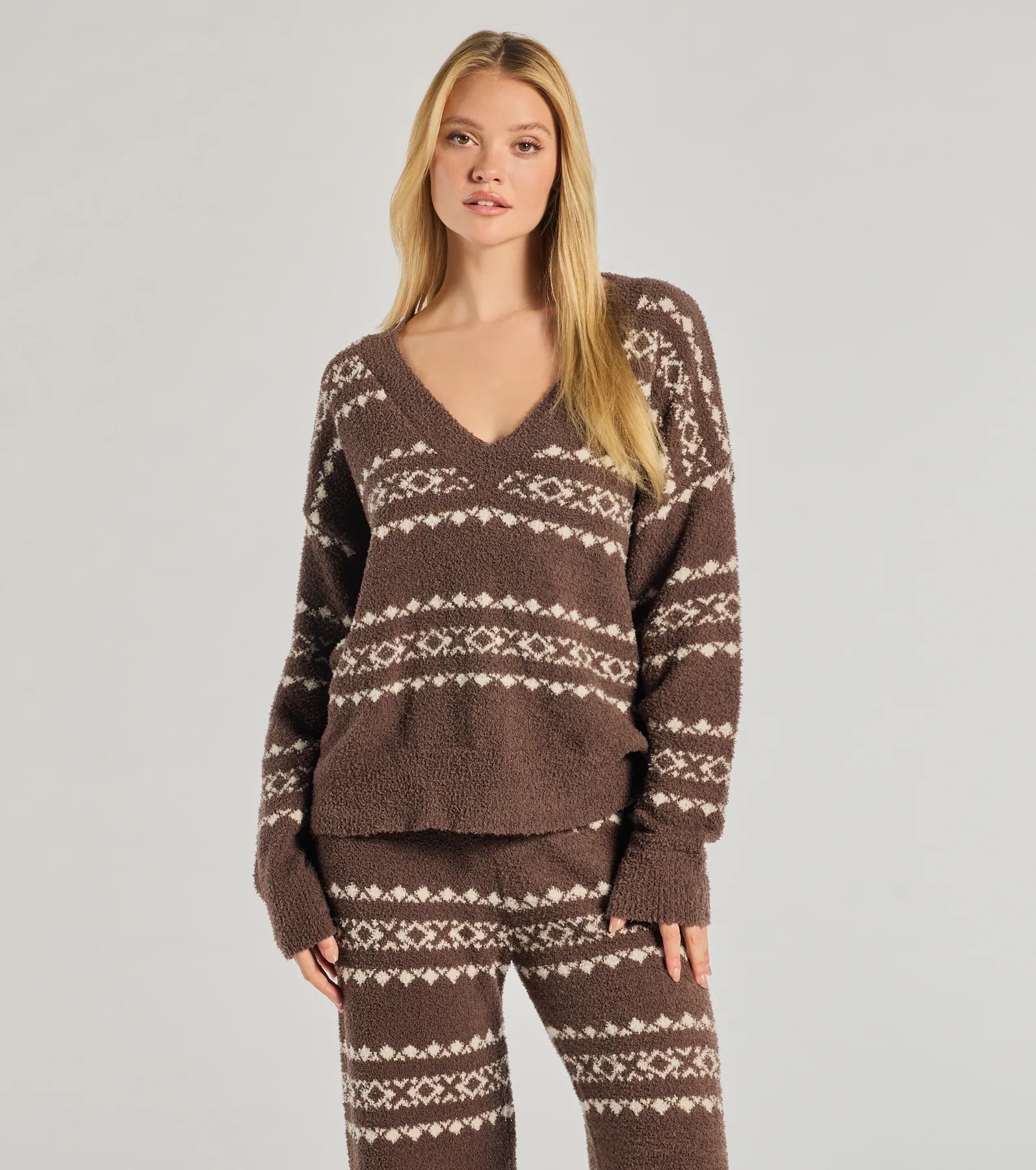 Cozy Wonderland Fair Isle Chenille Knit Pajama Top