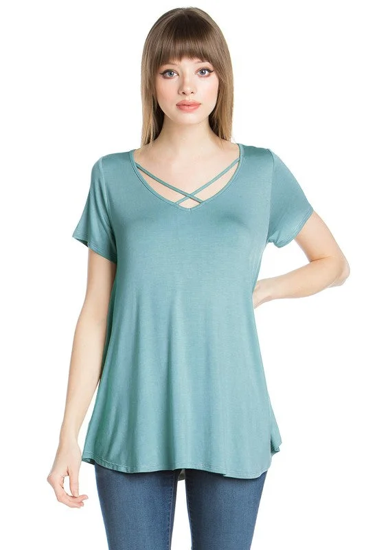 Aqua Strappy Chest Tunic Top