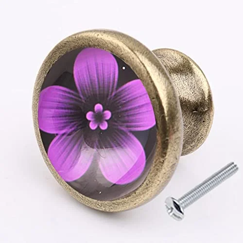 MJSHOP Flower Door Knob Cabinet Drawer Closet Cupboard Handle Furniture Hardware 4#