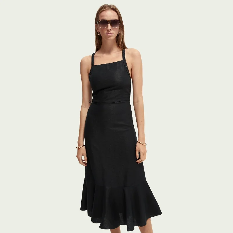 Midi-Length Pinafore Dress (Black)