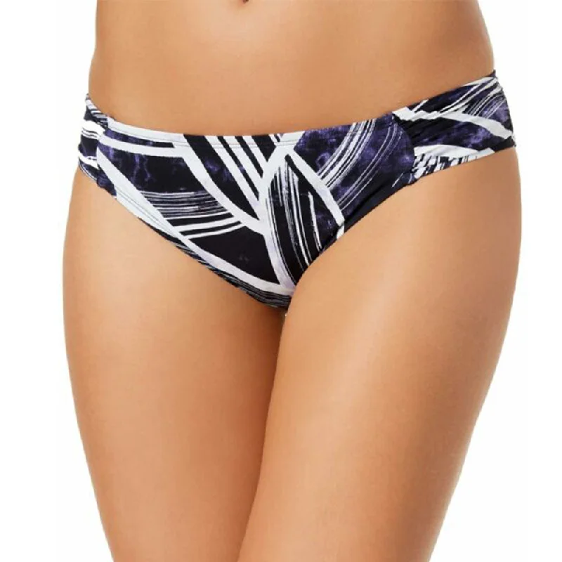 Women's Hipster Wide Band Bikini Bottom,White/Purple