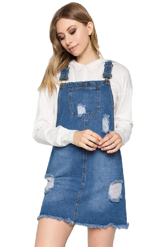 Destroyed Denim Overall Dress