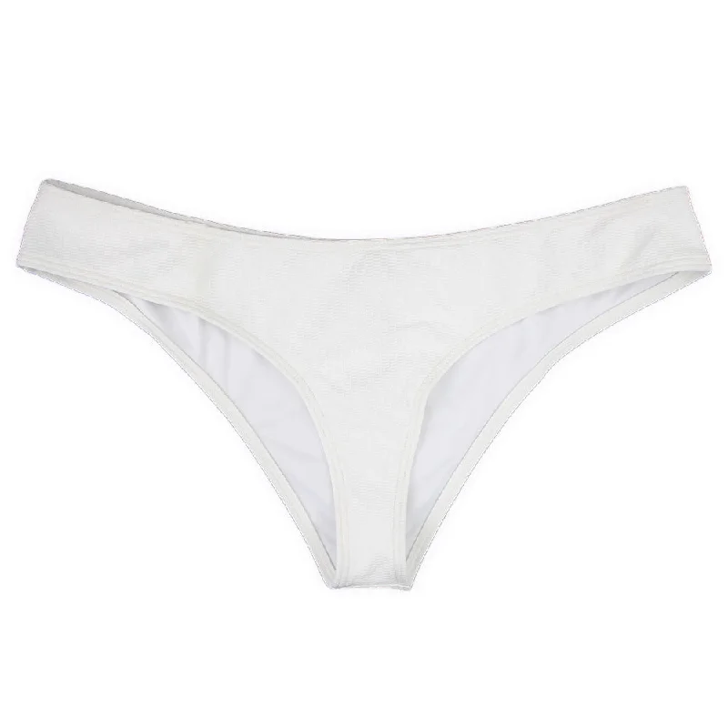 Women's Textured V-Style Bikini Bottom,White