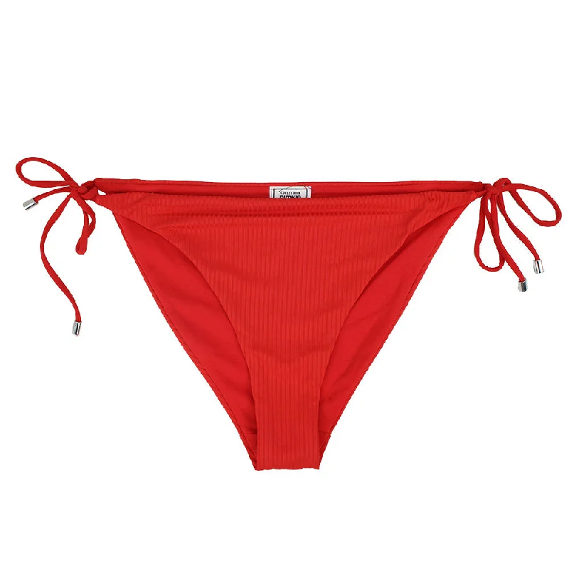 Women's Ribbed Tie-Side Bikini Bottom,Red