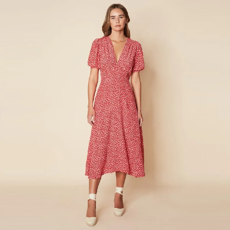 Sonja Midi Dress (Maddy Floral Vintage Red)