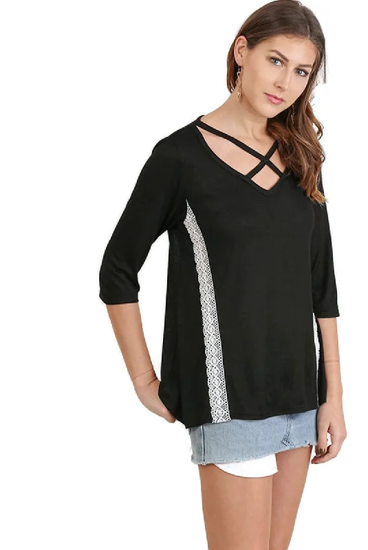 Criss Cross Crochet Tunic, Black