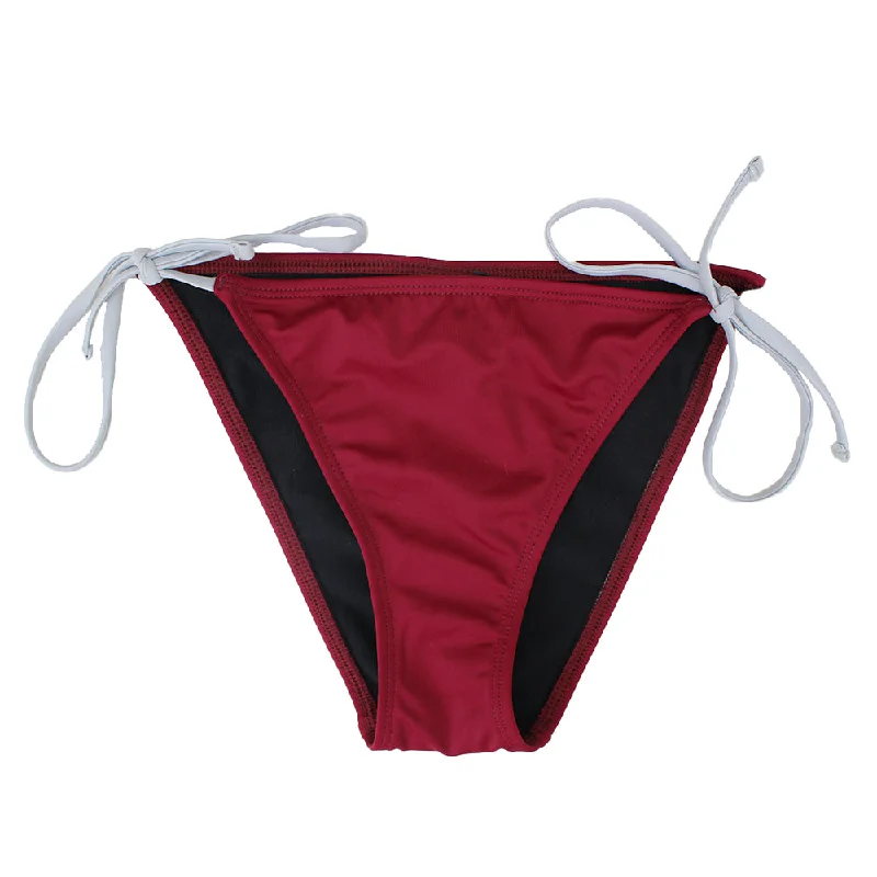 Women's Tie Side Solid Bikini Bottom,Burgundy