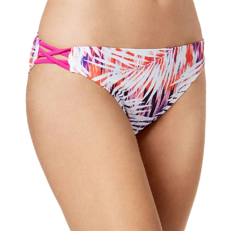 Women's Printed Leaves Plant Bikini Bottom,White