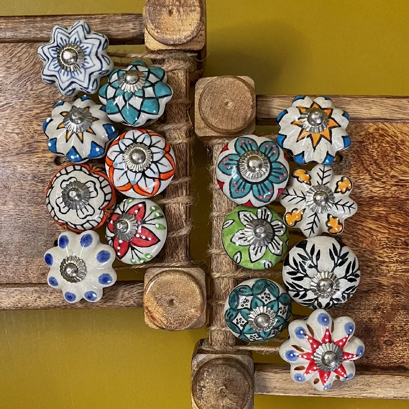 The Indian Rose - Ceramic Designer Knobs Set of 6