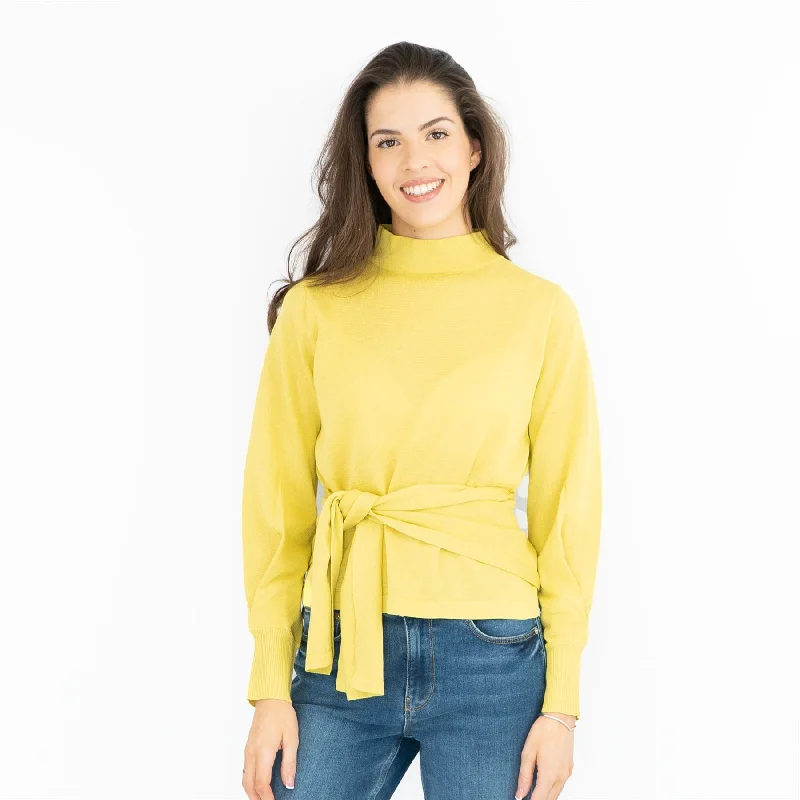 M&S Funnel Neck Tie Waist Jumper with Linen