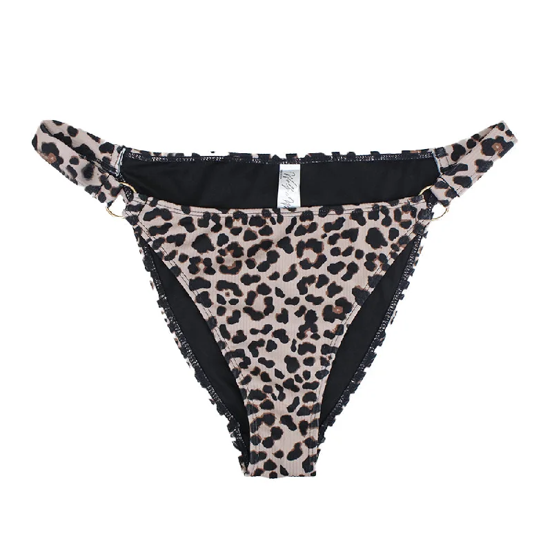 Women's Leopard Print Bikini Bottom With Ring Detail,Multi