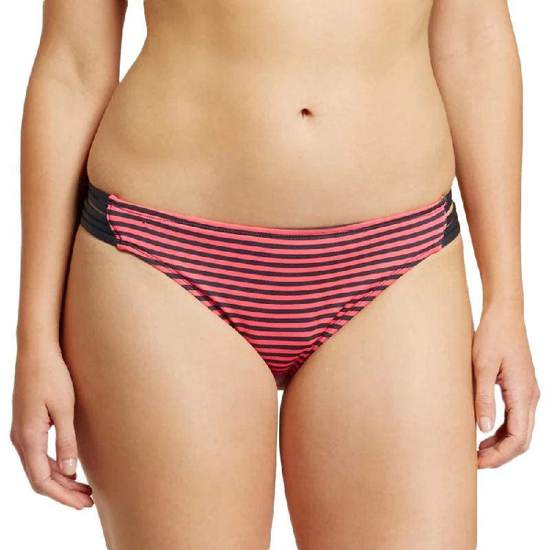 Women's Striped Bikini Bottom,Coral