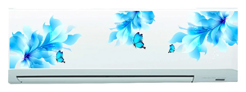 DivineDesigns™ Blue Butterflies Air Conditioner Sticker - Standard Size (Fit for All Models/Sizes/Brands) (Vinyl, Multicolor)