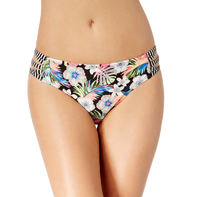 Women's Floral Printed Bikini Bottom,Black