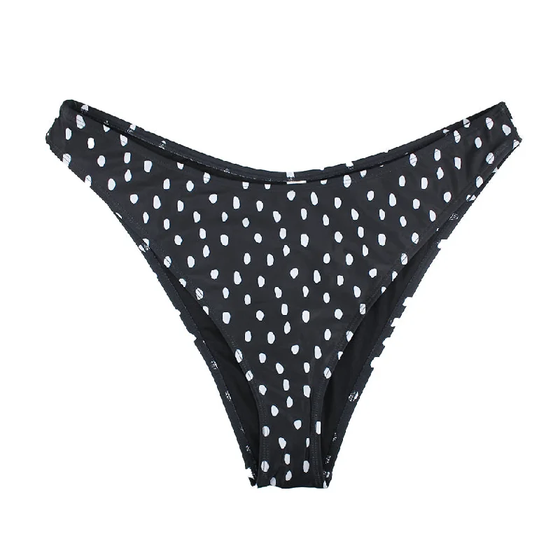 Women's Dots V-Style Bikini Bottom,Black