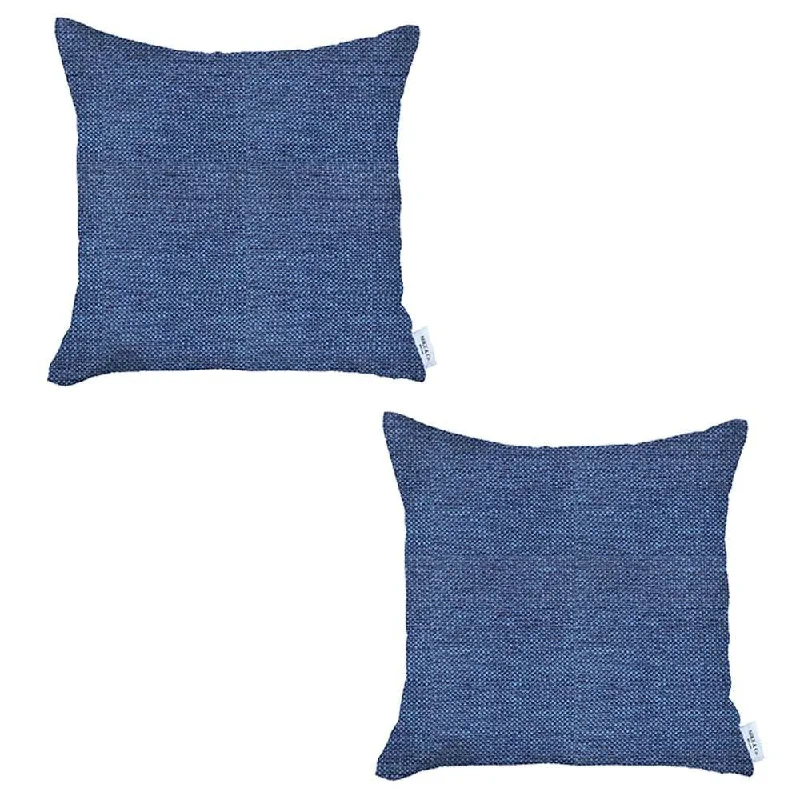 Set Of 2 Blue Textured Pillow Covers