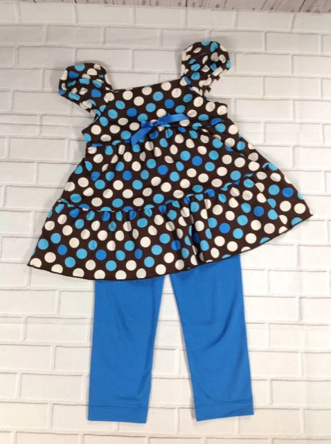 Rare Editions Brown Print Polka Dot 2 Piece Set