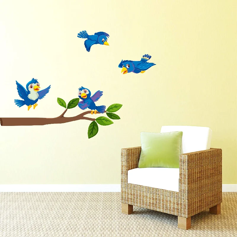 Design Zoo Parrots on Branch Wall Sticker (Size :- 61 X 51 cm) | Wall Sticker for Living Room/Bedroom/Office and All Decorative Stickers