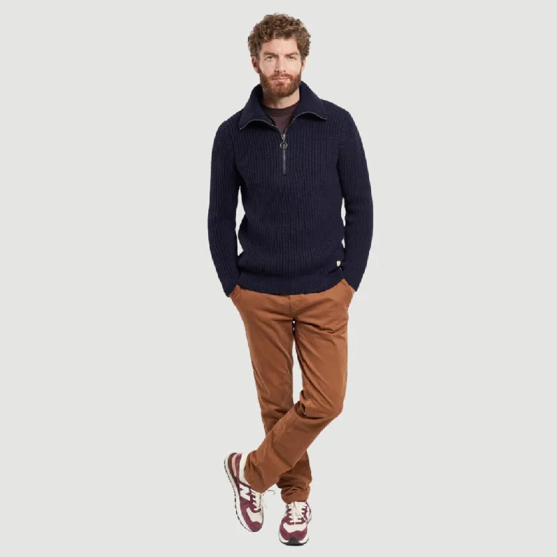 Heritage Zip Up Neck Jumper (Navire)