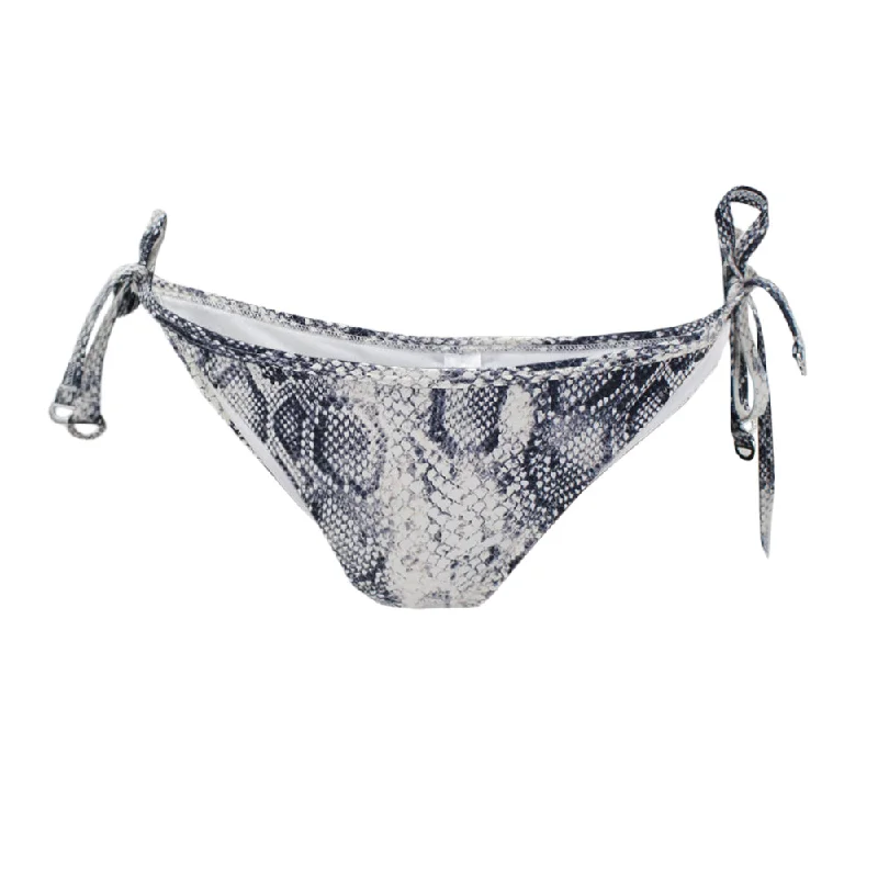 Women's Snake Print Tie Side Bikini Bottom,Navy/White