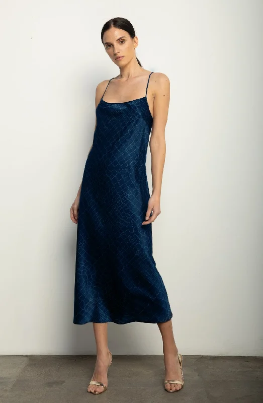 Midi Slip Dress + Navy Croc Silk