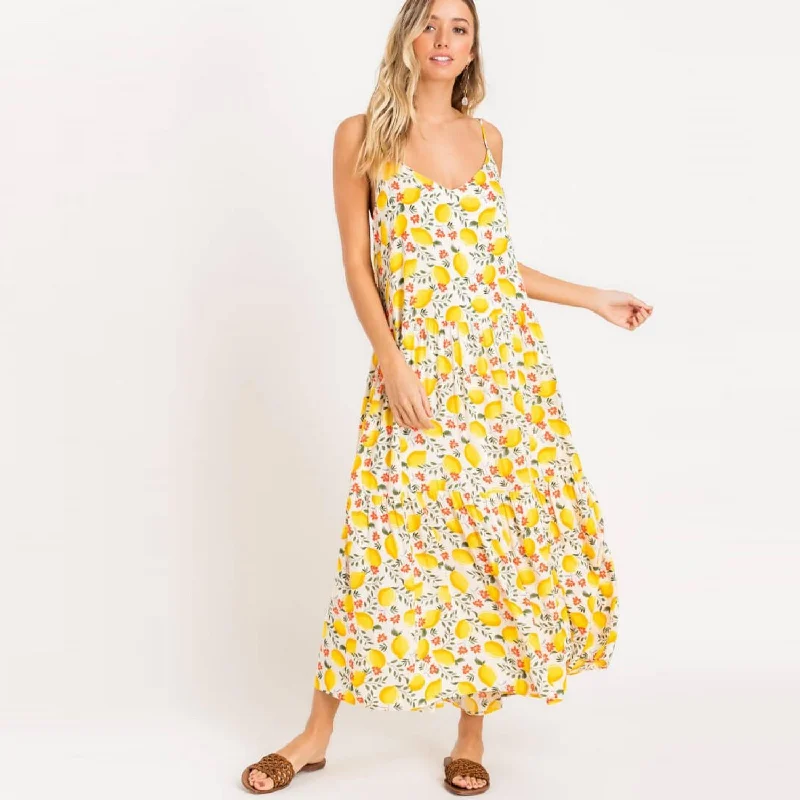 Lemon Print Maxi Dress