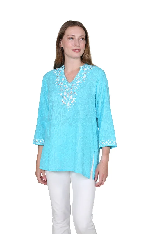 La Cera Embroidered and Beaded Jacquard Cotton Tunic