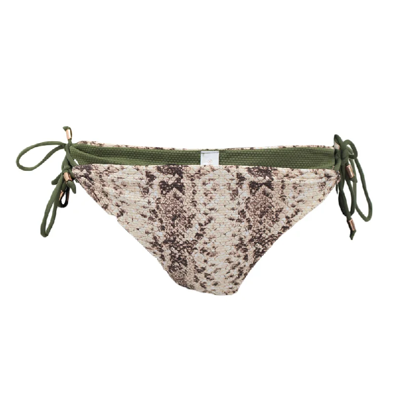 Women's Snake Print Tie Side Bikini Bottom,Multi