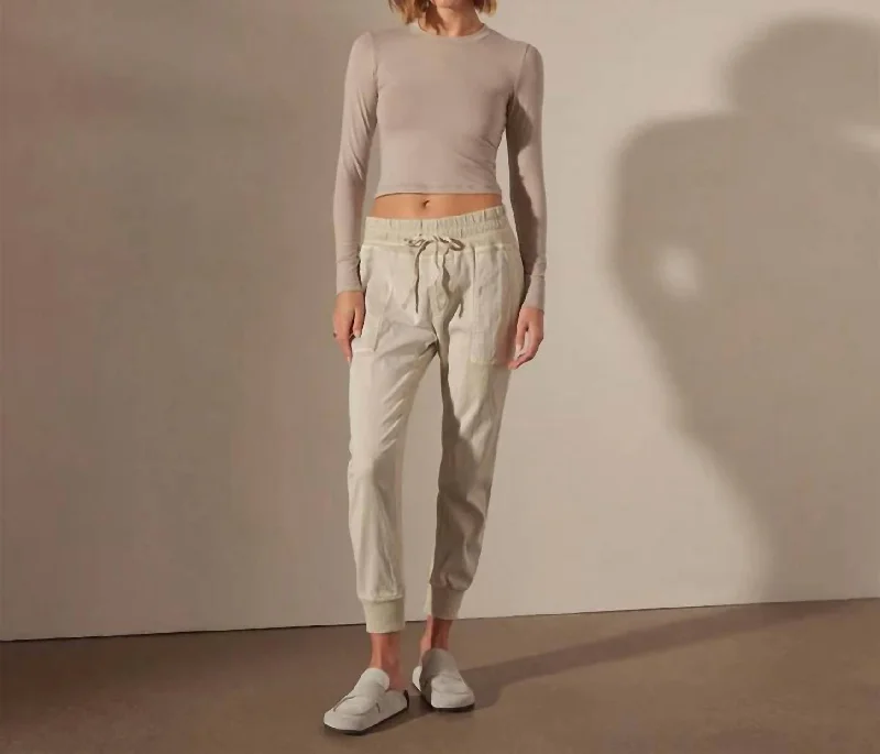 Mixed Media Pant In Talc