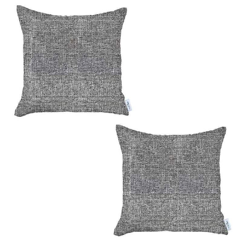 Set Of 2 Light Gray Textured Pillow Covers