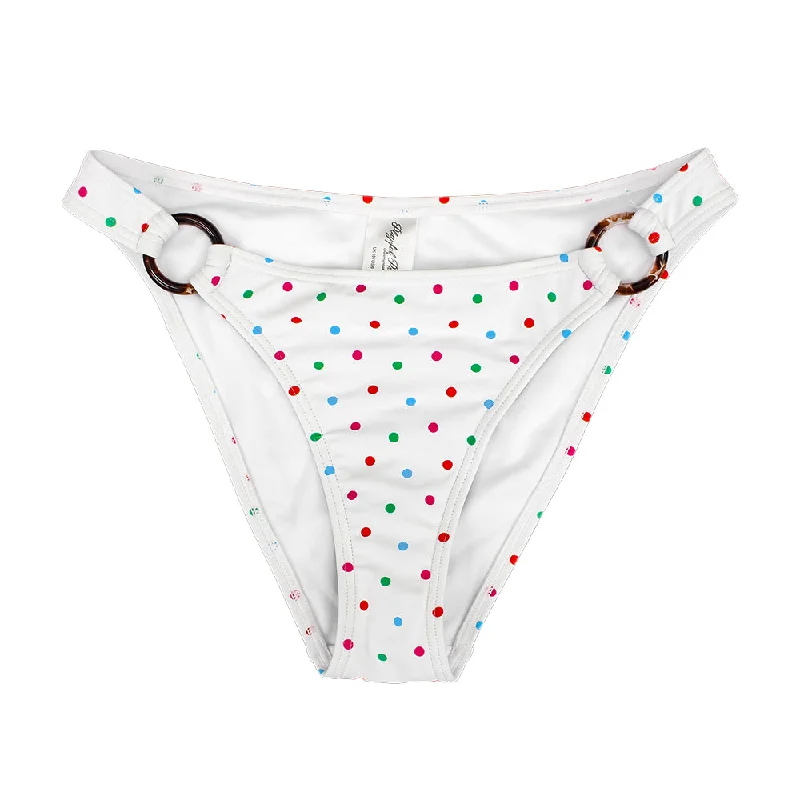 Women's Polka Dots Bikini Bottom,White