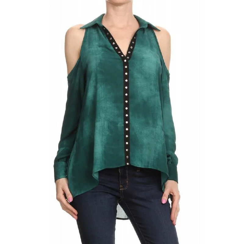 Tie Dye Cold Shoulder Tunic , Emerald