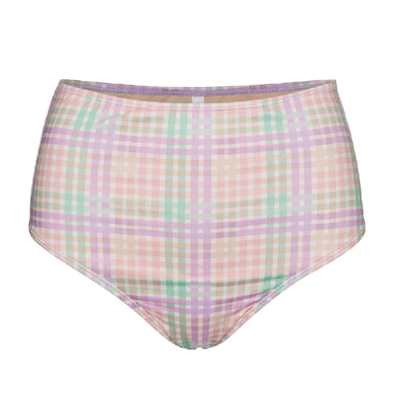 Women's High Waist Checked Bikini Bottom,Multi