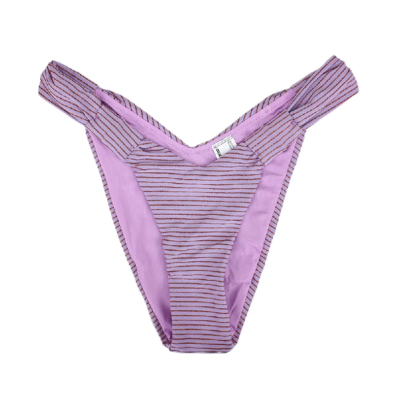 Women's V-Style Striped Bikini Bottom,Purple