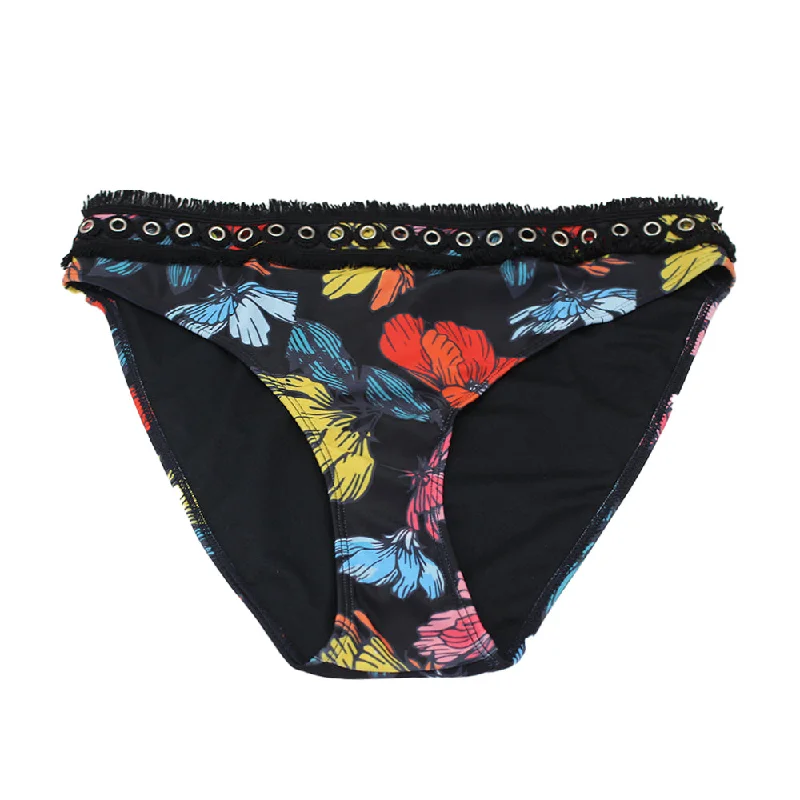 Women's Floral Bikini Bottom,Black