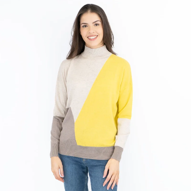 M&S Autograph Wool Rich Colour Block High Neck Jumper