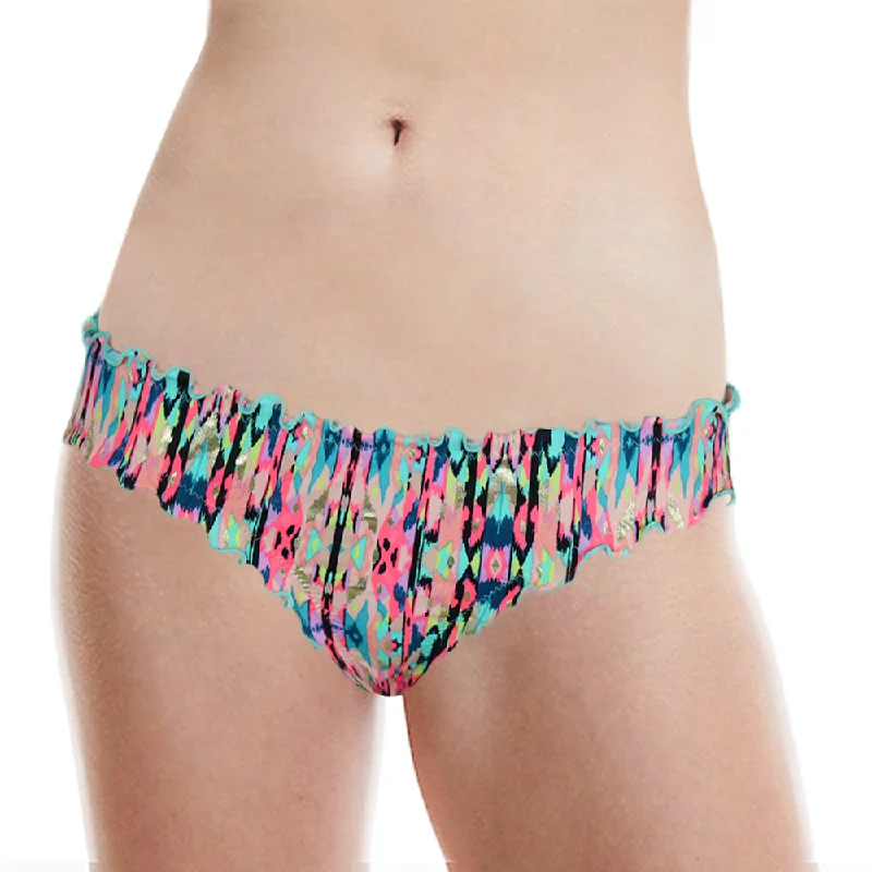 Women's Ruffled Printed Bikini Bottom,Multi