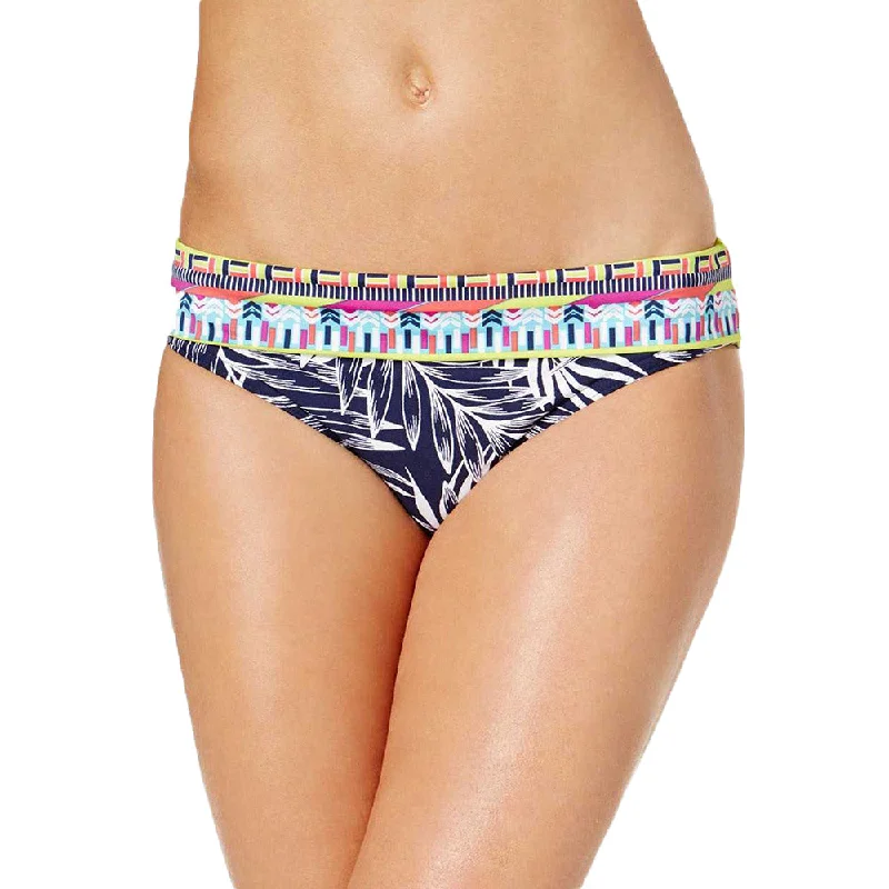 Women's Printed Leaves Plant Bikini Bottom,Navy